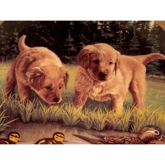 1995 Swimming Lessons Plate - Jon Nen - A World of Puppy Adventures Collection - Picture 2 of 7